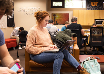 Students studying in veteran center